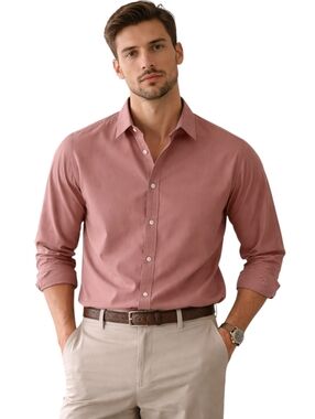 Frank & Oak Organic Cotton Dress Shirt Dusty Rose Button Down Sz XL